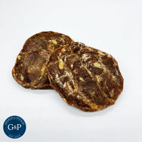 A close-up of beef biltong burgers for dogs, made with natural ingredients by Growler and Prowler in Manchester.